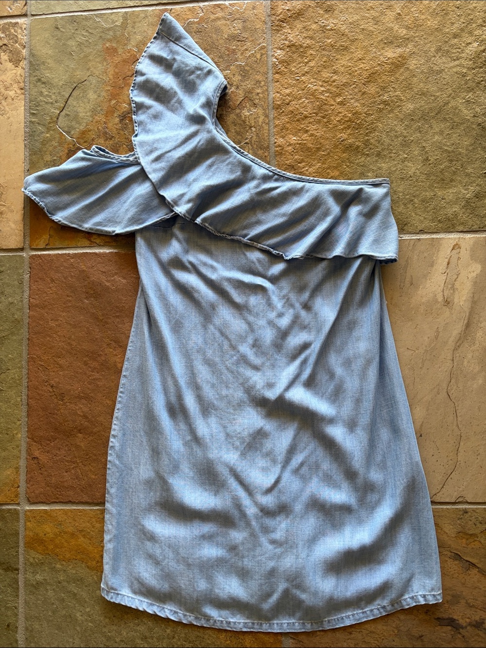 Gianni Bini Light Blue One-Shoulder Ruffle Dress
